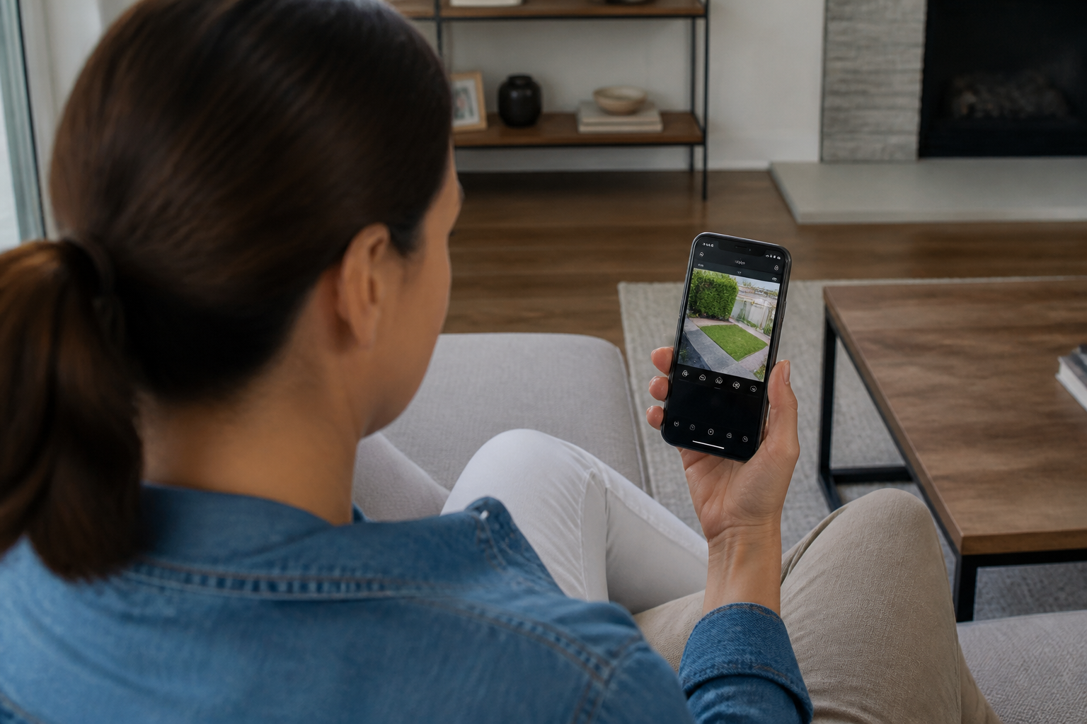 Homeowner checking a security app